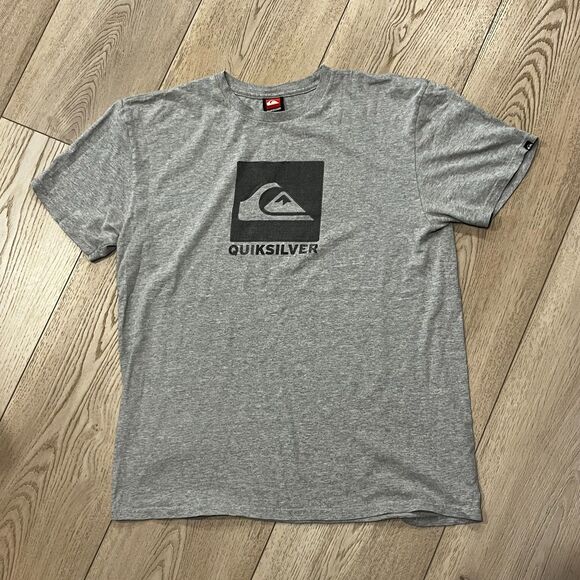 Vintage 00s Y2K Quiksilver Surf Logo Tee T-Shirt Size Large Grey - Picture 1 of 4